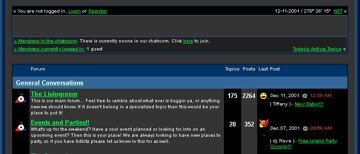 Screenshot of CWCC forums in 2001