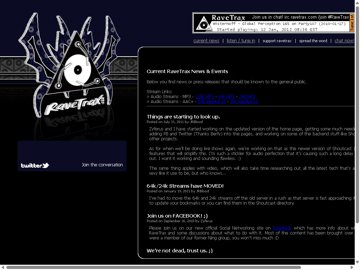 Screenshot of RaveTrax.com in 2011