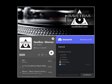 Screenshot of RaveTrax.com in 2023